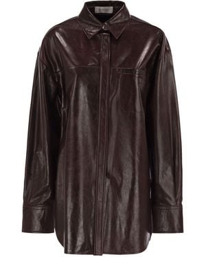 Sportmax Borel Oversized Nappa Leather Shirt - Brown