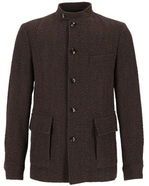 Giorgio Armani Mandarin Collar Blazer - Brown