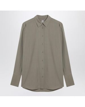 TOTEME Taupe Wool-Blend Shirt - Gray