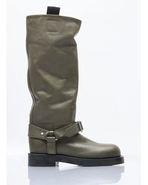Burberry Leather Saddle High Boots - Green