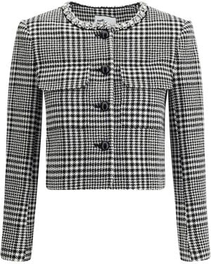 Self-Portrait Check Blazer - Gray