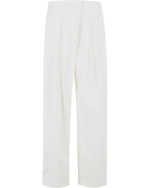 Jil Sander Milk Cotton And Silk Pants - White