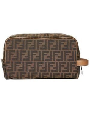 Fendi Ff Jacquard Fabric Beauty Case - Brown
