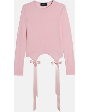 Simone Rocha Bow Tail Easy Long Sleeve T-Shirt - Pink