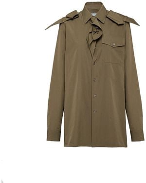 Prada Poplin Tie-detail Shirt - Green