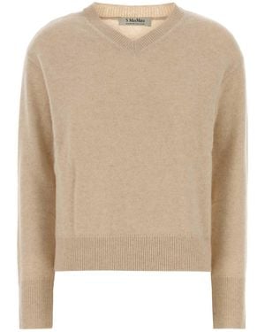 Max Mara Maxmara Sand Cashmere Fata Sweater - Natural
