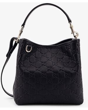 【関税&送料込】Gucci Black Leather Gg Emblem Bucket Bag GG Emblem small bucket bag in black leather | GUCCI® US