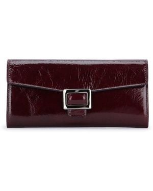 Roger Vivier Belle Vivier Dark Patent Leather Wallet With Chain - Purple