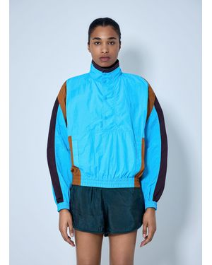 Saint Laurent High-Neck Windbreaker Jacket - Blue