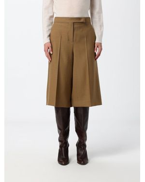 Max Mara Knee-Length High-Waisted Virgin Wool Shorts With Sartorial Cut - Natural