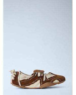 Acne Studios Suede Overlays Ballerina Sneakers - White