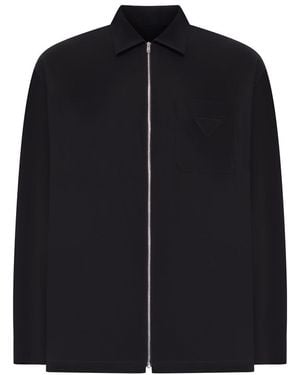 Prada Cotton Overshirt With Zip - Black
