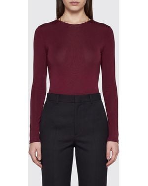Saint Laurent Long-Sleeved Slim Fit Bodysuit - Purple