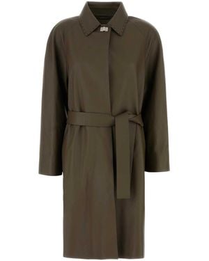 Fendi Mud Leather Coat - Green