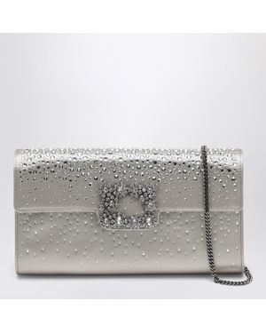 Roger Vivier Efflorescence Satin Clutch Bag Pearl - Gray