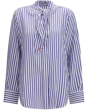 Givenchy Silk Striped Cocoon Shirt With Bow - Purple