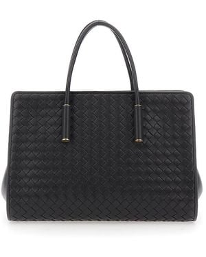Bottega Veneta Small Barbara Tote Intreccio 9X12 Nappa Fluffy - Black