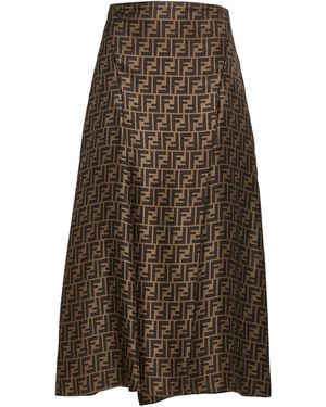 Fendi Ff Maxi Skirt - Brown