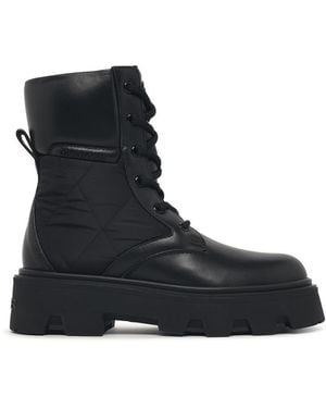Moncler 'Aurea' Leather Blend Boots - Black