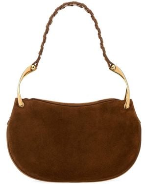McQueen Suede Wishbone Shoulder Bag - Brown
