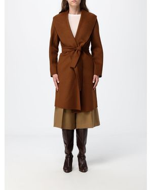 Max Mara Estremo Long Wool And Cashmere Robe Coat With Belt - Brown
