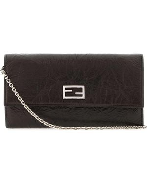 Fendi Leather Tube Wallet - Black