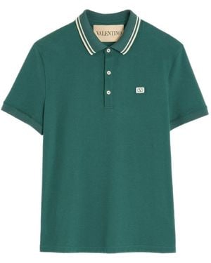 Valentino Vlogo Signature Cotton Polo Shirt - Green