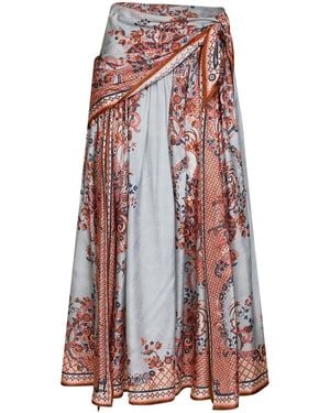 Zimmermann Floral Paisley-Print Silk Habotai Aster Scarf Midi Skirt - White