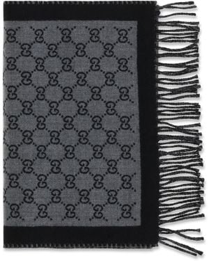 Gucci Gg Jacquard Wool Scarf - Black
