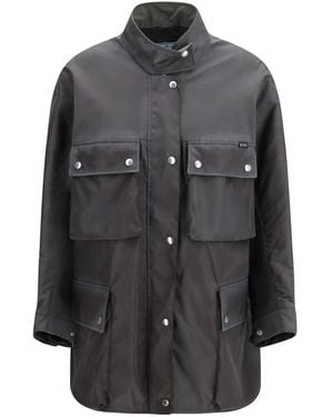 Prada Re-Nylon Jacket With Flap Pockets - Gray