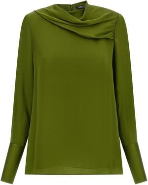 Tom Ford Draped Neck Blouse - Green