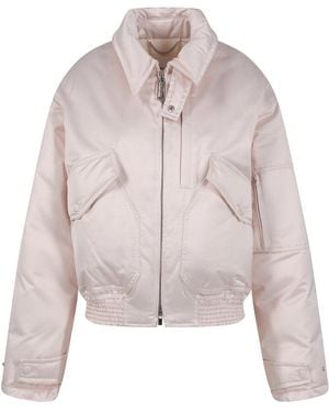 Victoria Beckham Cotton Satin Padded Bomber Jacket - Pink