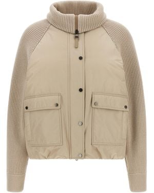 Brunello Cucinelli Knit Insert Down Jacket - Natural