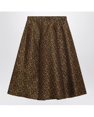 Prada Military Floral Skirt - Brown