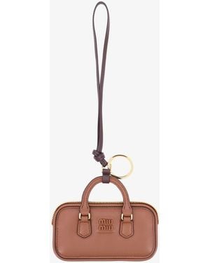 Miu Miu Arcadie Leather Trick For Bags - Pink