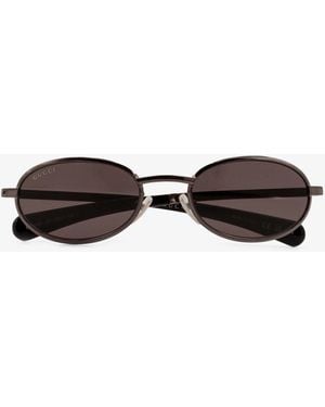 Gucci Acetate Sunglasses With Metal Profiles - White