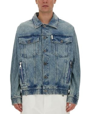 Balmain Faded Cotton Denim Jacket - Blue