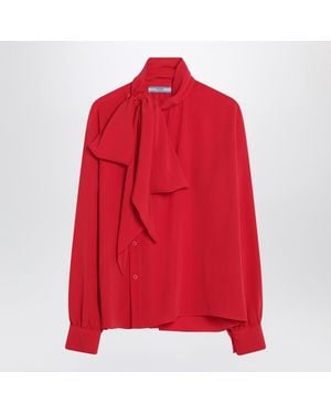 Prada Silk Blouse With Scarf - Red