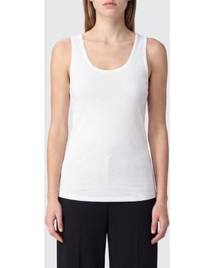 Max Mara Sleeveless U-Neck Slim Fit Criªpe De Chine Top - White