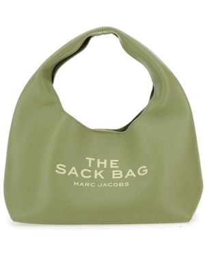 Marc Jacobs 'The Sack' Shoulder Bag With Maxi Logo Lettering On The Front And Logo Patch On The Rear - Green