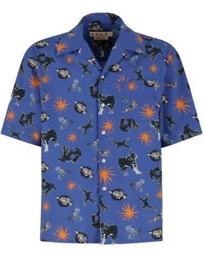 Marni Short-Sleeved Shirt With Print - Blue
