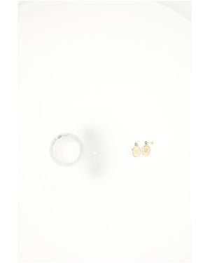 Celine Earrings Medal - White