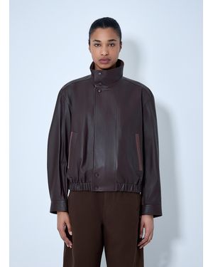 Lemaire High-Collar Leather Jacket - Blue