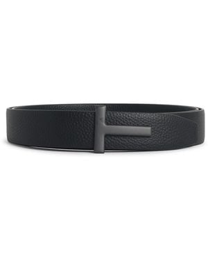 Tom Ford 'T Icon' Leather Belt - White