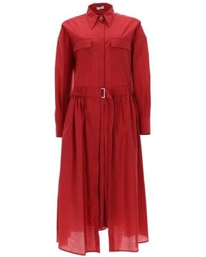 Brunello Cucinelli Abito Midi Con Colletto - Red