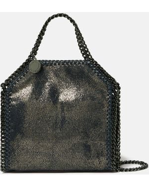 Stella McCartney Falabella Tiny Tote Eco Shiny Dotted Chamois Bag - Black