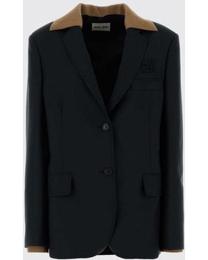 Miu Miu Single-Breasted Virgin Wool And Mohair Blazer - Black