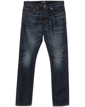 Tom Ford Jeans With Belt Loops And Logo Patch - Blue