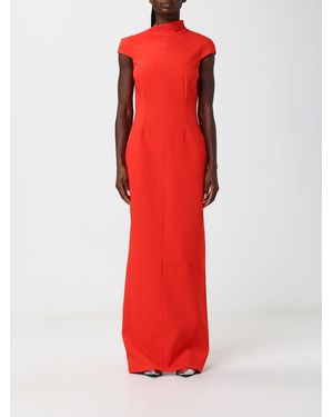 Solace London Long Criªpe Sheath Gown With An Asymmetrical Neckline - Red