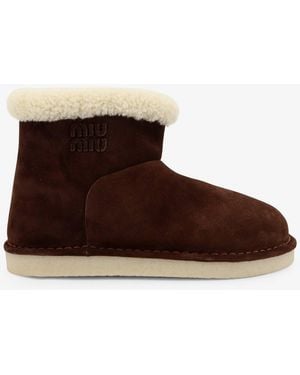 Miu Miu Suede Ankle Boots - Brown